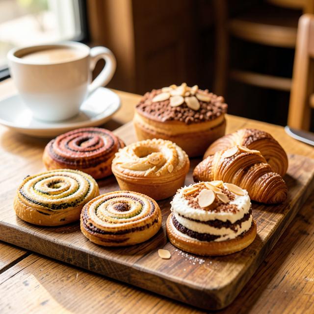Assorted pastries and cornetti baked daily at Unnamed Café